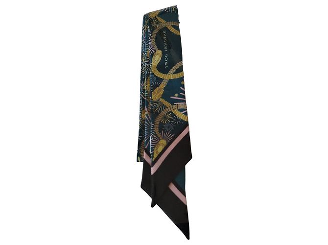 Bulgari Bvlgari Lenço de seda Serpenti Preto Rosa Branco Bordeaux