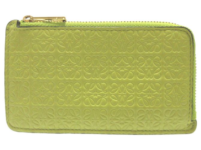 Tarjetero de cuero verde Loewe