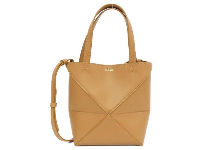 Borsa Tote Mini Loewe Puzzle Fold Beige