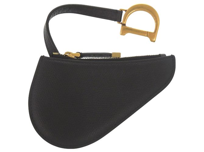 Monedero de cuero negro Saddle de Christian Dior
