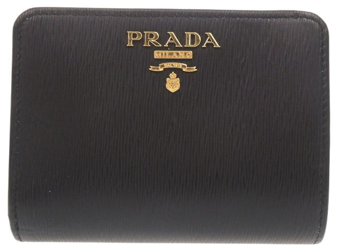 Portafoglio bi-fold in pelle Vitello Move nero con logo Prada