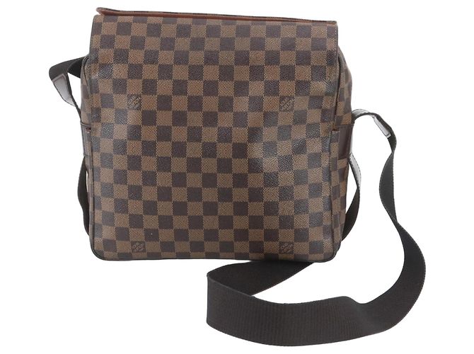 Borsa a tracolla in pelle Louis Vuitton Damier Naviglio Marrone