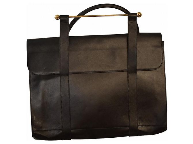 Montblanc Sacoche Porte-documents en cuir lisse noir