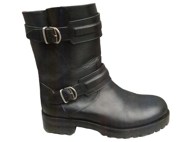 Schwarze Lederstiefel Bally