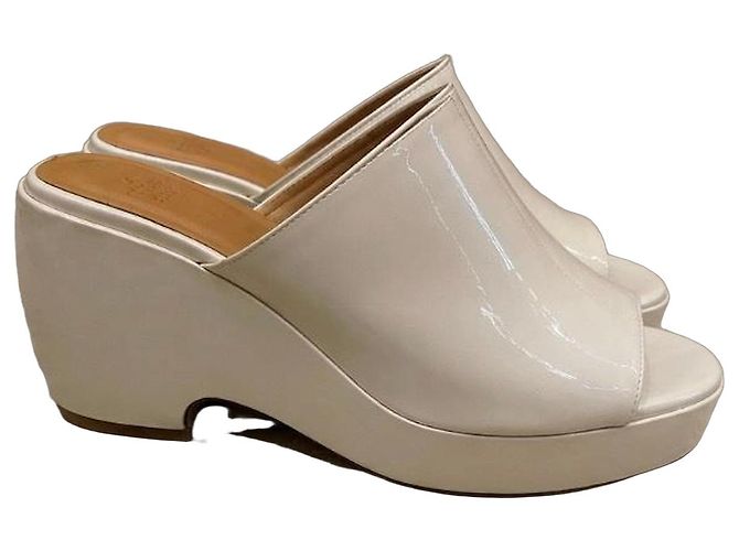 Mules Deva Sézane High Ecru Vernis Wedge Mules