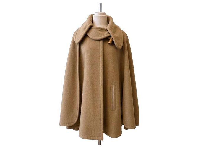 Chloé Wool Blend Cape Coat Camel