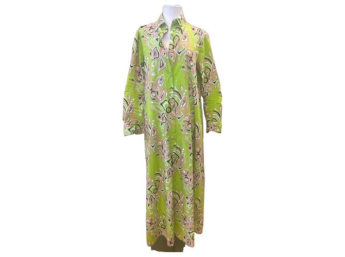 Vestido maxi de algodón estampado Emilio Pucci Negro Rosa Blanco Verde