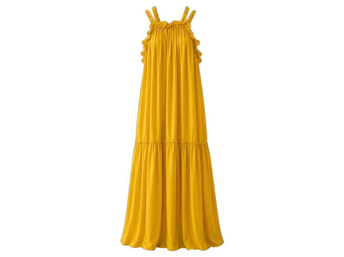 Vestido largo con volantes amarillo Ulla Johnson