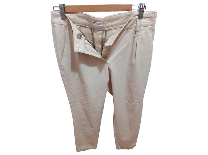Brunello Cucinelli Pantalones de Algodón Beige