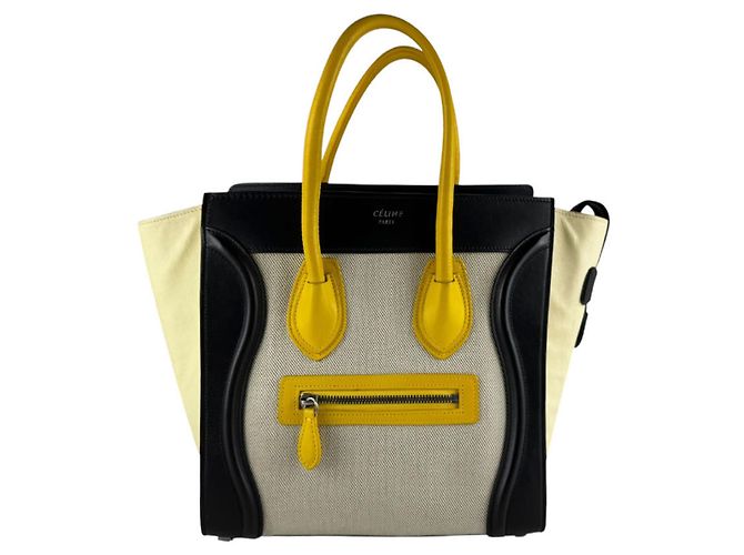 Céline Borsa Celine Luggage Micro Shopper Nero Crudo Giallo