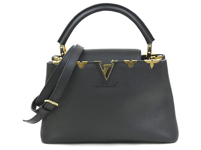 Borsa a tracolla in pelle Louis Vuitton Capucines MM Nero