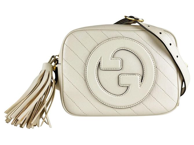 Borsa a tracolla in pelle avorio Gucci Crudo