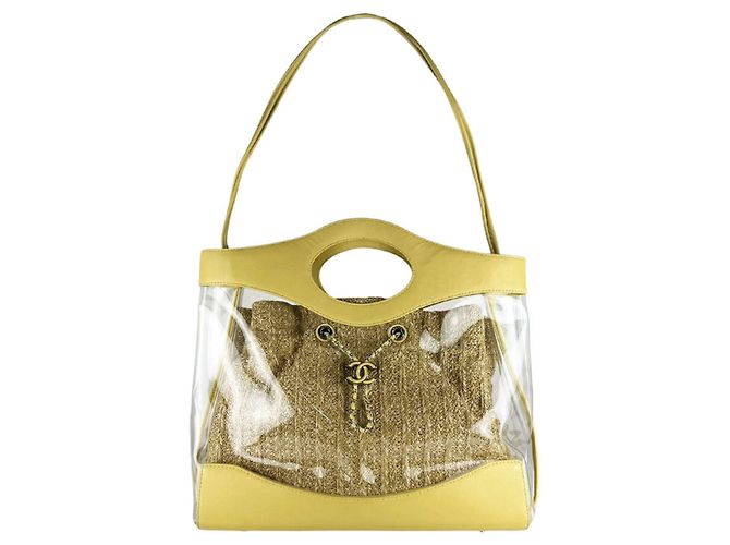 Borsa in pelle e vinile Chanel Giallo