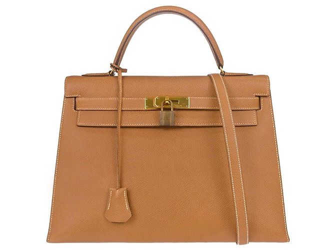 Hermès Hermes Kelly Brown Courchevel com Gold Hardware 32 Bege