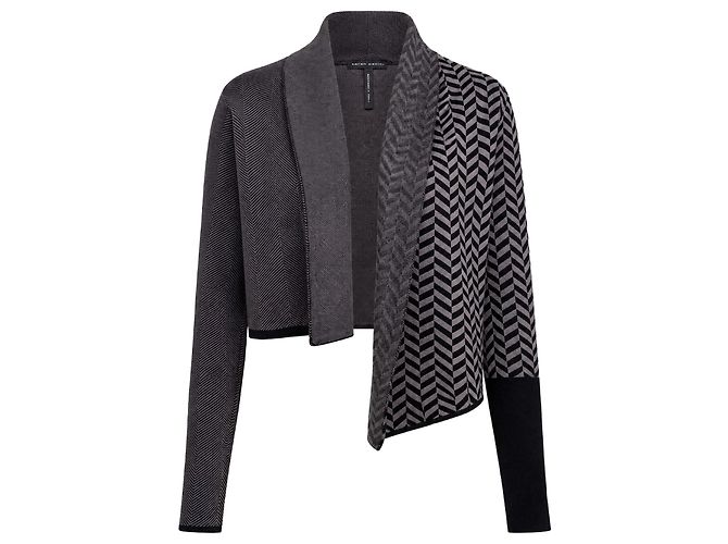 Autre Marque Sarah Pacini Asymmetrischer Strick-Bolero Schwarz Grau