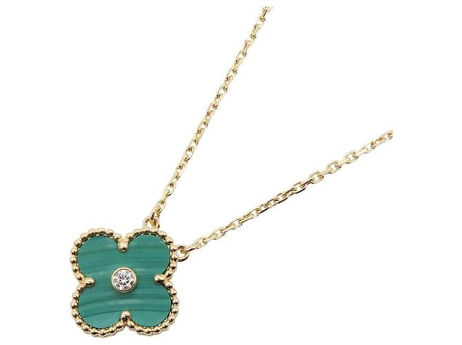 Van Cleef & Arpels Vintage Alhambra Malachite Halskette Golden Grün 