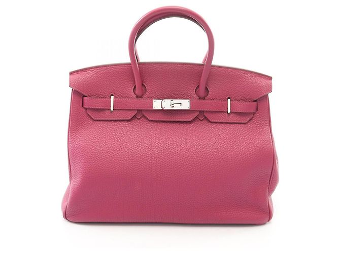 Hermès Bolsa Hermes Birkin 35 em couro Togo rosa