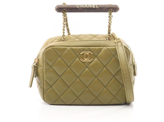 Bolsa Bowling Mini Matelassé Chanel Caqui
