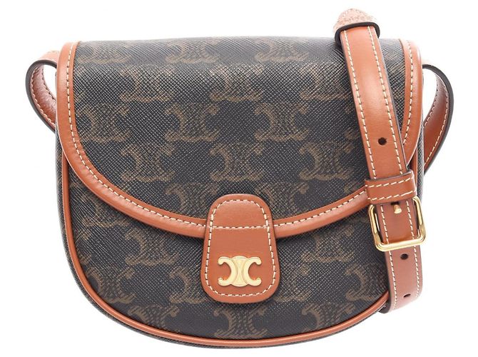 Céline Celine Triomphe Mini Besace Shoulder Bag Marrom Preto