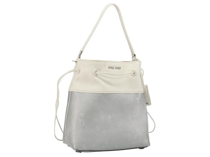 Borsa a Spalla Miu Miu in Pelle Argento Auth BA13941A