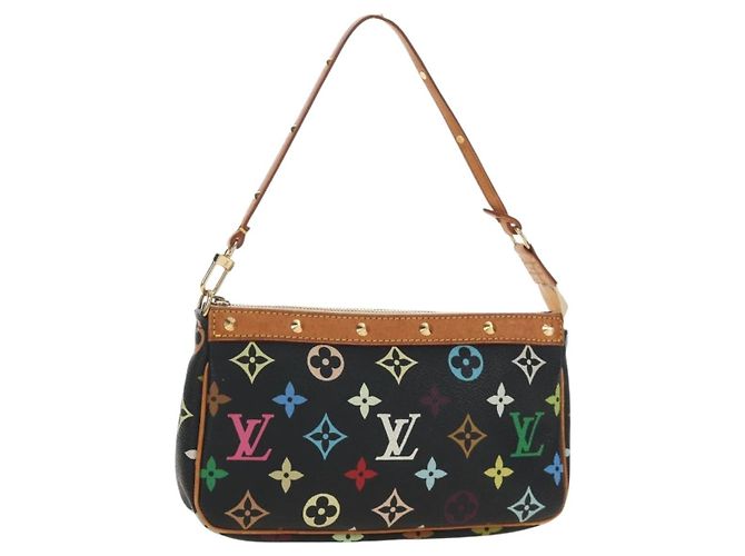 LOUIS VUITTON Multicolor Pochette Accessoires Pouch Black M92648 Auth BA13769V