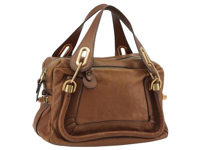 Chloé Sac à main Chloe Paraty en cuir marron or Auth bs35996 Doré