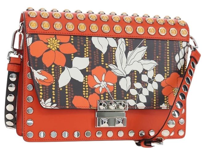 Borsa a Spalla PRADA in Pelle Arancione Argento Auth 190652M