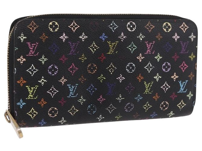 LOUIS VUITTON Monogram Multicolor Zippy Long Wallet Black M60243 LV Auth bs36045