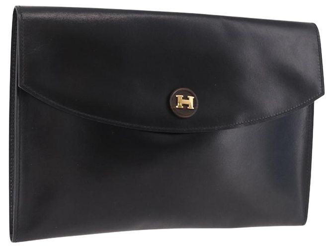 Hermès Clutch HERMES Pochetto Rio in pelle nera e oro Auth 190962M Nero D'oro
