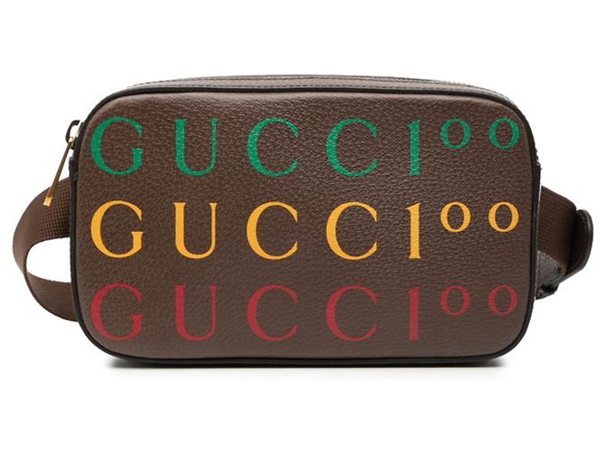 Pochete Gucci 100th Anniversary em couro marrom