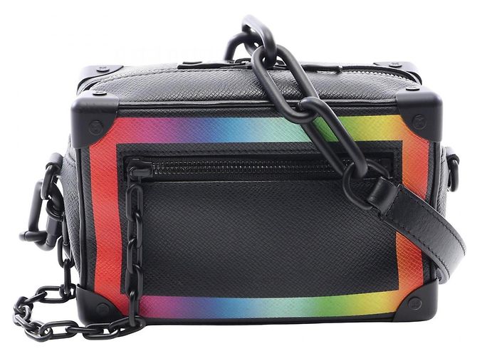 Borsa a tracolla Louis Vuitton Mini Soft Trunk Taiga Rainbow Nero Multicolore
