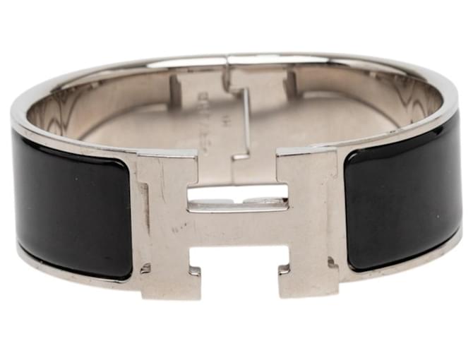 Hermès Hermes Clic Clac H PM Black Metal Enamel Bracelet 