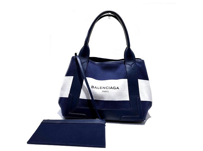 Balenciaga Cabas S Handtasche Navy Weiß Marineblau