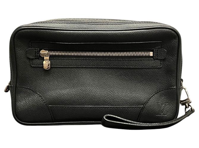 Sac Pavel Second en cuir Taiga Louis Vuitton Noir Gris