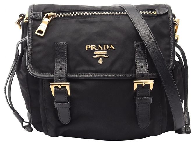 Saffiano Borsa a tracolla con logo Prada Nero 