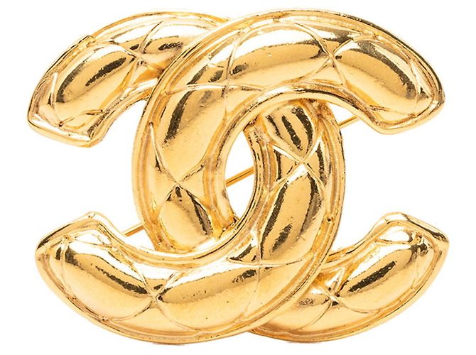 Spilla Chanel Vintage Matelassé Coco Mark D'oro
