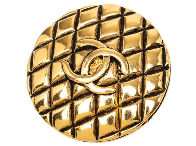 Spilla Chanel Vintage Matelassé Coco Mark D'oro 