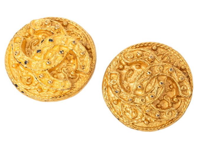 Timeless Orecchini a clip Chanel Vintage Coco Mark D'oro