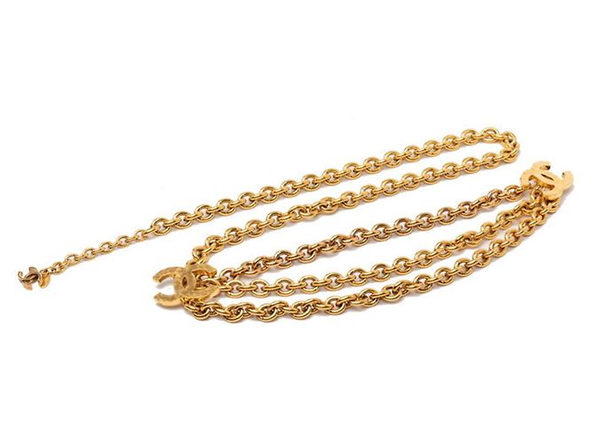 Cintura Chanel Vintage Coco Mark Triple Chain D'oro