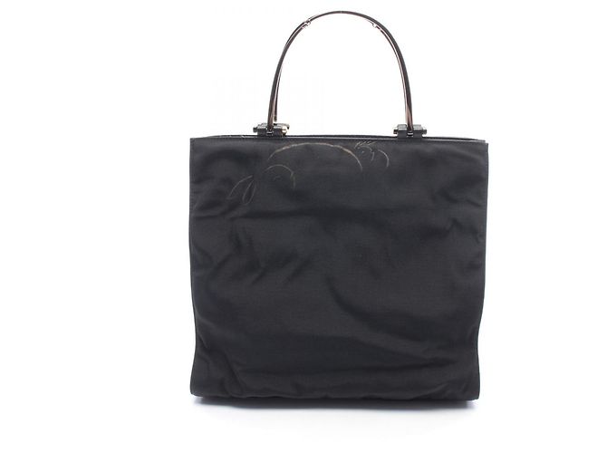 Borsa Tote Gucci in pelle nera e nylon Nero