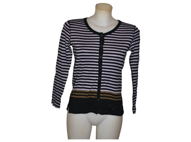 Sonia Rykiel Cardigan mit Streifen Schwarz Grau