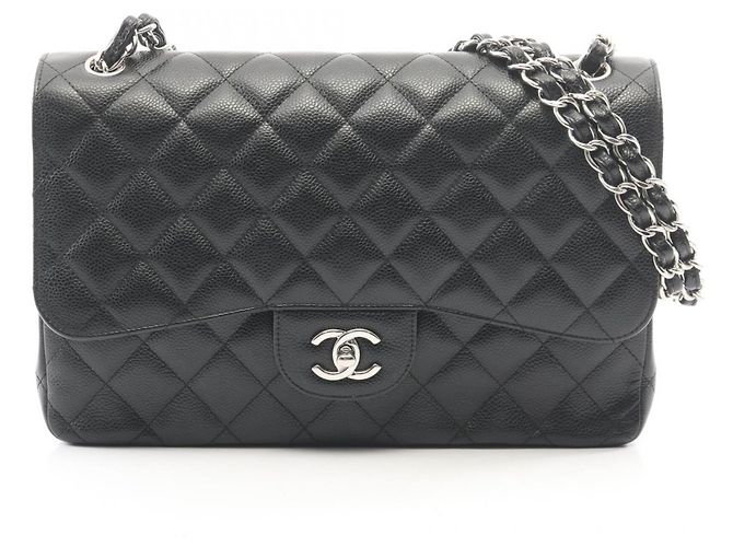 Borsa a tracolla Chanel Large Matelassé Classic Double Flap Nero