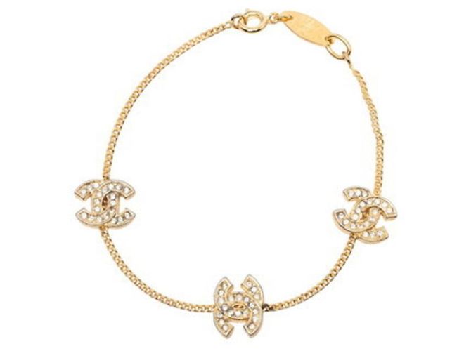Pulseira charm Chanel Coco Mark banhada a ouro Dourado