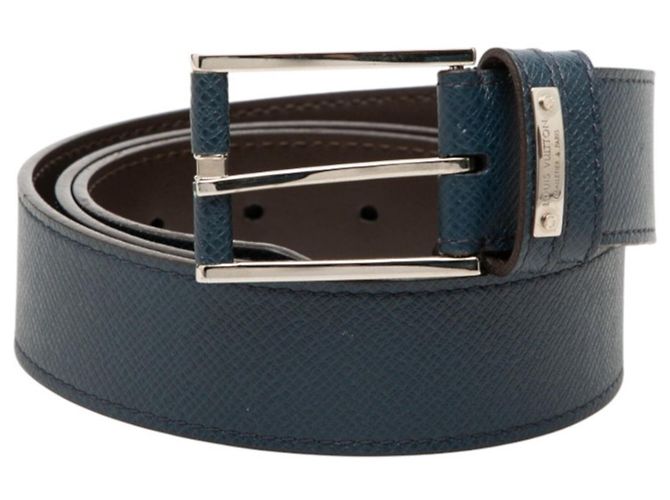 Cintura da uomo in pelle blu navy e marrone Louis Vuitton