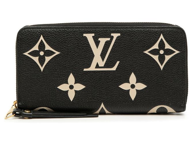 Louis Vuitton Monogram Empreinte Zippy Wallet Black Beige