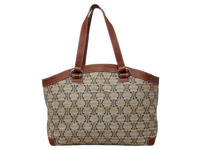 Céline Celine Macadam Tote Bag Braun Beige