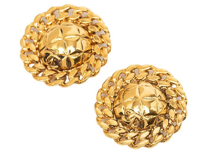 Orecchini Chanel Coco Mark Matelassé Chain D'oro 