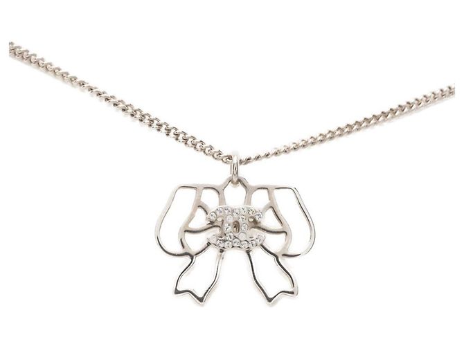 Collar Chanel Coco Mark Ribbon Motif Plata