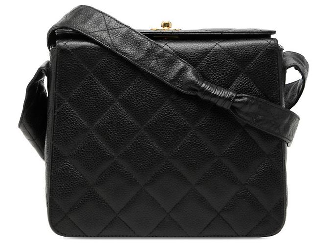 Bolsa de Ombro Chanel Matelassé Coco Mark Preto