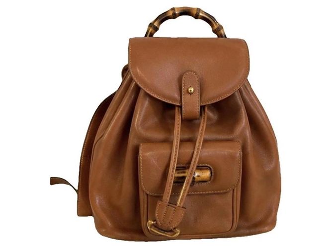 Gucci Bamboo Leather Backpack Brown